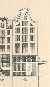 Herengracht 587, tekening Caspar Philips
