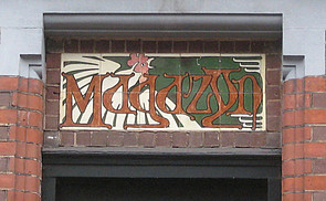 Herengracht 267, tegeltableau met de tekst "Magazijn"