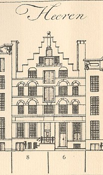 Herengracht 6 - 8, tekening Caspar Philips