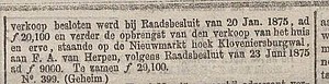 Kloveniersburgwal 01 1875 Verkoop Algemeen Handelsblad 28-12-1875