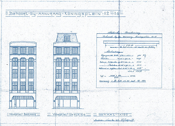 Koningsplein 12 1917 dakopbouw gevel