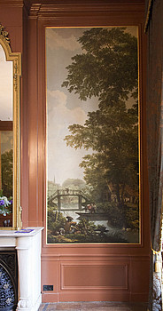 Herengracht 386 schildering achterkamer 3 behangsels, of wandbespanning,  beschilderde behangsels van Jurriaan Andriessen