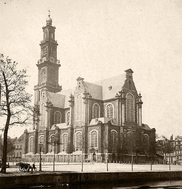 Westerkerk, foto voordat de Raadhuisstraat is aangelegd, van voor 1880.