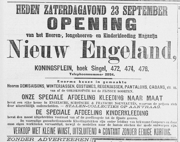 Singel 476 1899 opening De Telegraaf 23-09-1899
