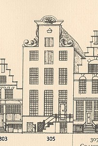 Herengracht 305,  tekening Caspar Philips