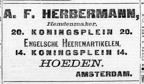 1894 reclame Koningsplein 14 - 20 De Telegraaf 21-02-1894