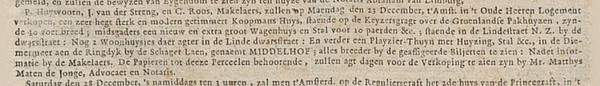 Herengracht 114 Verkoping door notaris 17-12-1737 Amsterdamse courant