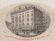 Prent Kloveniersburgwal 1 hoek Nieuwmarkt jaar 1900 Stadsarchief