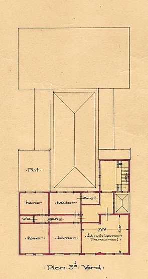 Ontwerp uit februari 1916, derde etage
