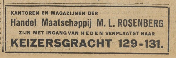 Keizersgracht 129-131 1928 verhuizing Algemeen Handelsblad 19-06-1928