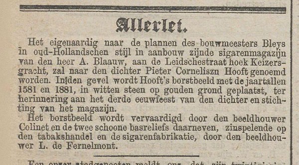 Keizersgracht 508 1881 1 beschrijving Algemeen Handelsblad 17-03-1881