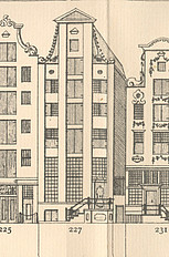 Herengracht 227 ,tekening Caspar Philips