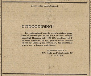 Koningsgracht 16 - 20 opening Volk Algemeen Handelsblad 05-03-1928