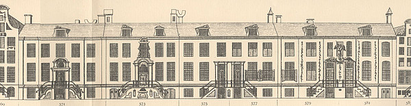 Herengracht 571 - 581, tekening Caspar Philips