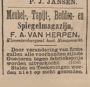 Kloveniersburgwal 01 1889 Winkel wijzigen Het nieuws van den dag 27-05-1889