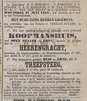 Herengracht 267 1881 Veiling adv Algemeen Handelsblad 04-07-1881
