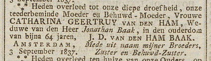 1837 overleden Opregte Haarlemsche Courant 07-09-1837