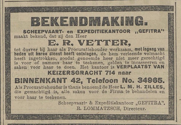 Keizersgracht 714 1924 Procuratiehouder Algemeen Dagblad 31-10-1924