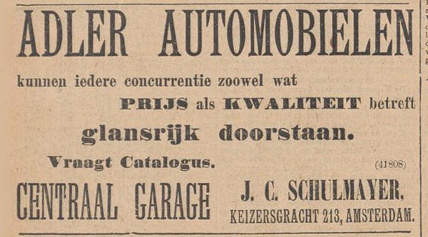 Keizersgracht 213 1910 Adler Algemeen Handelsblad 25-12-1910