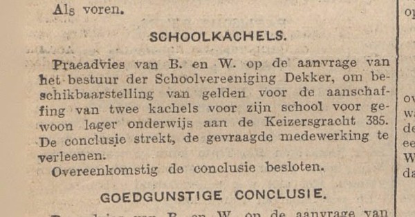 1929-05-23 Keizersgracht 385 Nieuwe kachels Algemeen Handelsblad