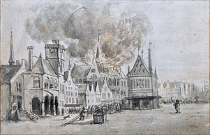 Nieuwe Kerk brand in 1645 door Egbert Lievensz van der Poel