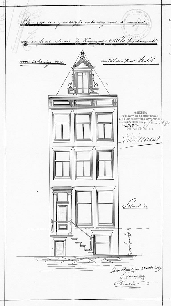 Keizersgracht 665 bouwtekening 1891 SAA
