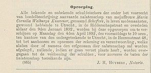 Herengracht 627 1892 overleden Nederlandsche staatscourant 25-03-1882