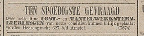 Herengracht 627 1881 werksters Algemeen Handelsblad 03-03-1881