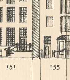 Herengracht 153, door de gang. Tekening Caspar Philips