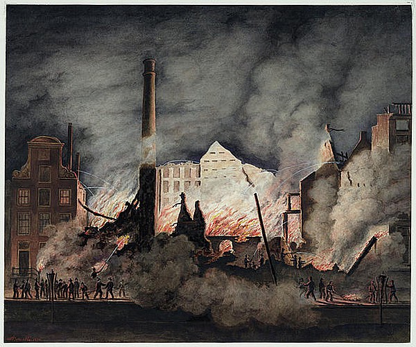 Keizersgracht 220 Brand suikerfabriek op zondag 19 oktober 1845