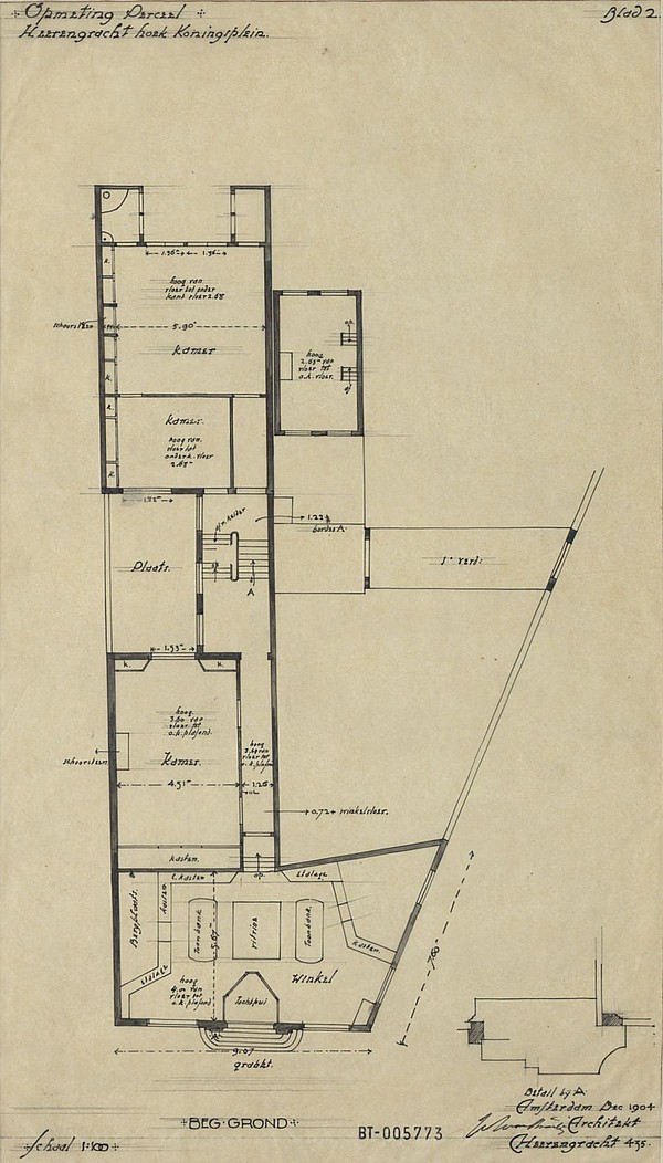 Herengracht 437 Bouwtekening beg grond 1904 RCE